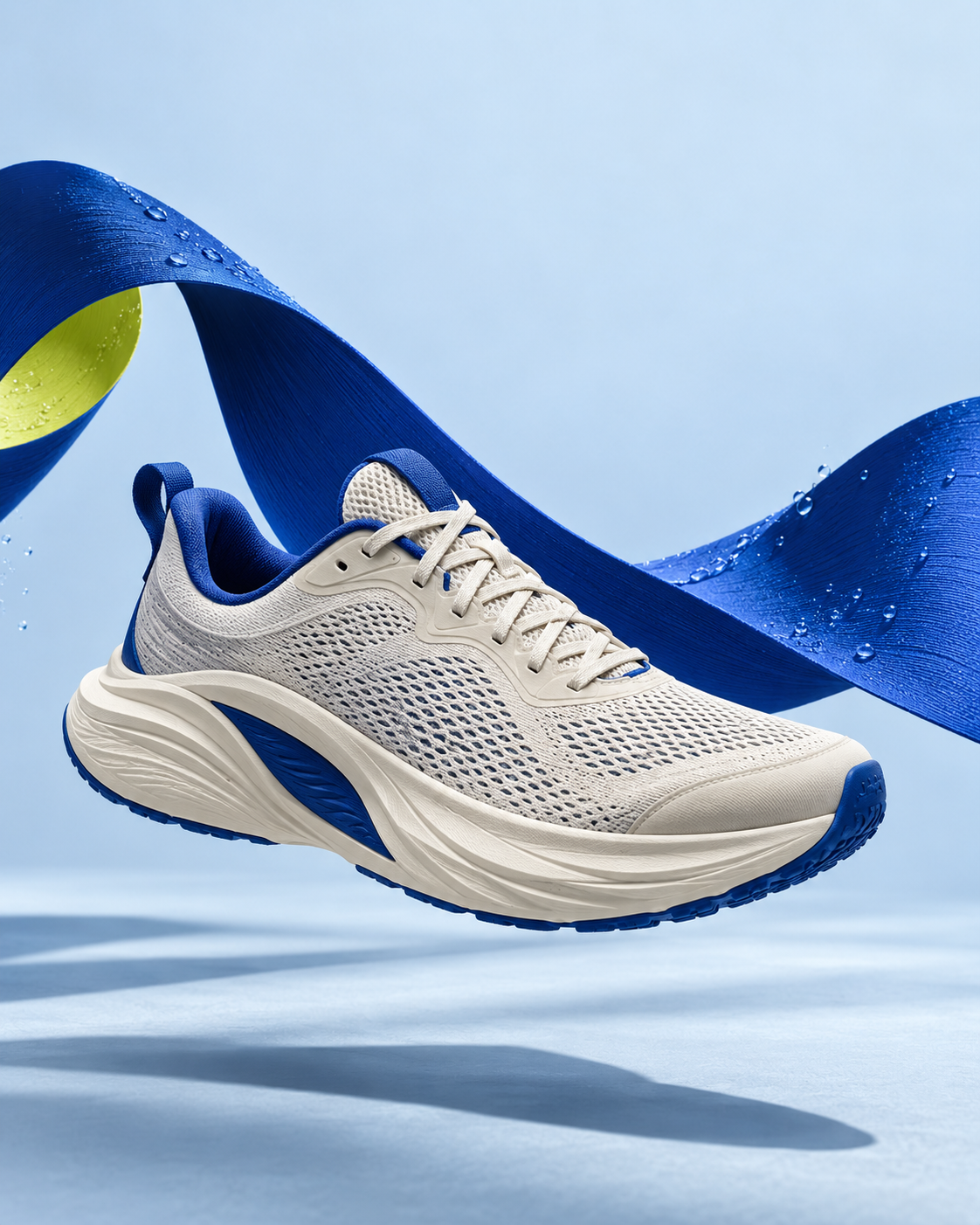 Fictional athletic footwear campaign concept in blue